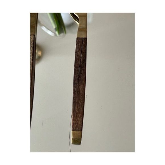 Vintage Brass & Walnut Wood Butter Knife Set of 8 - Picture 9 of 9